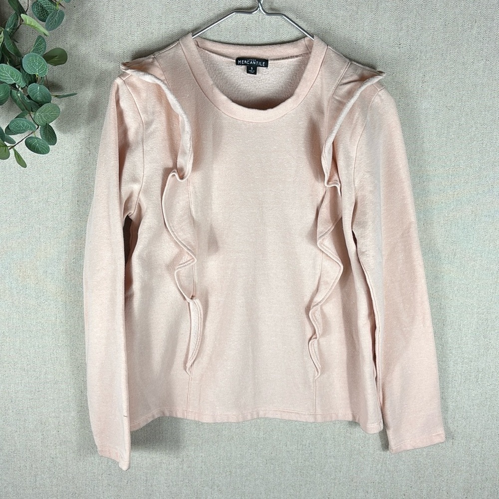 J. Crew > Pink Cotton Sweatshirt with Frills Small